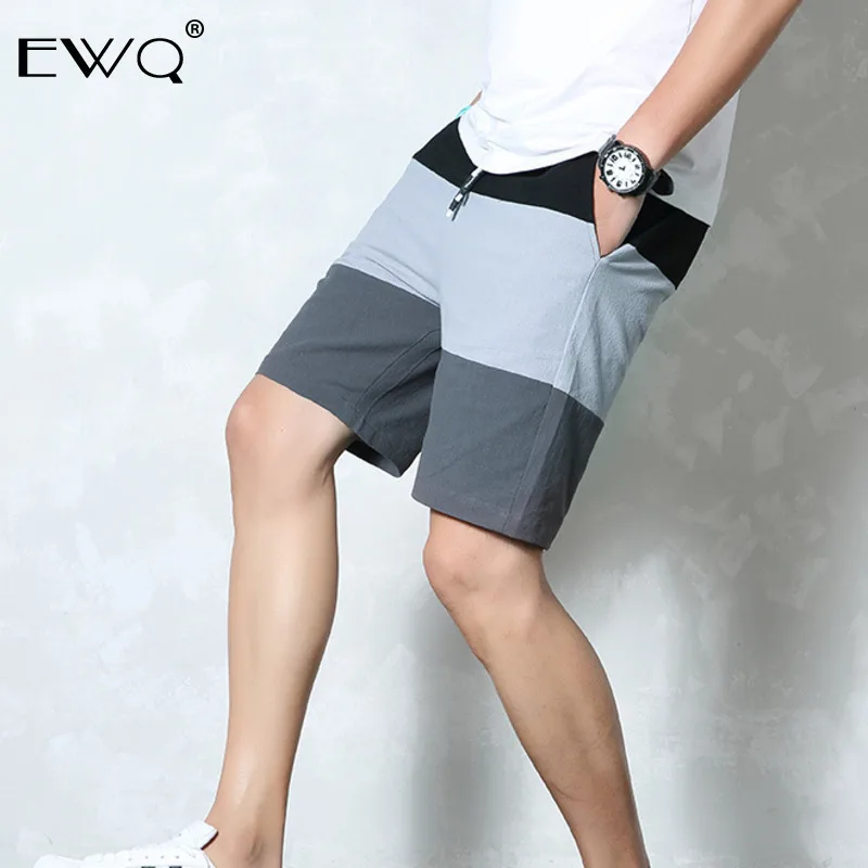 EWQ шорты на шнурке, мужские летние хлопковые брюки из пяти частей, мужские популярные цветные повседневные спортивные брюки TB502
