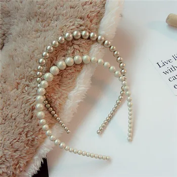 

Japanese Korean Temperament Sweet Girl Women Catwalk Hair Accessories Fashion Graceful Imitation Pearl Hairband Headwear