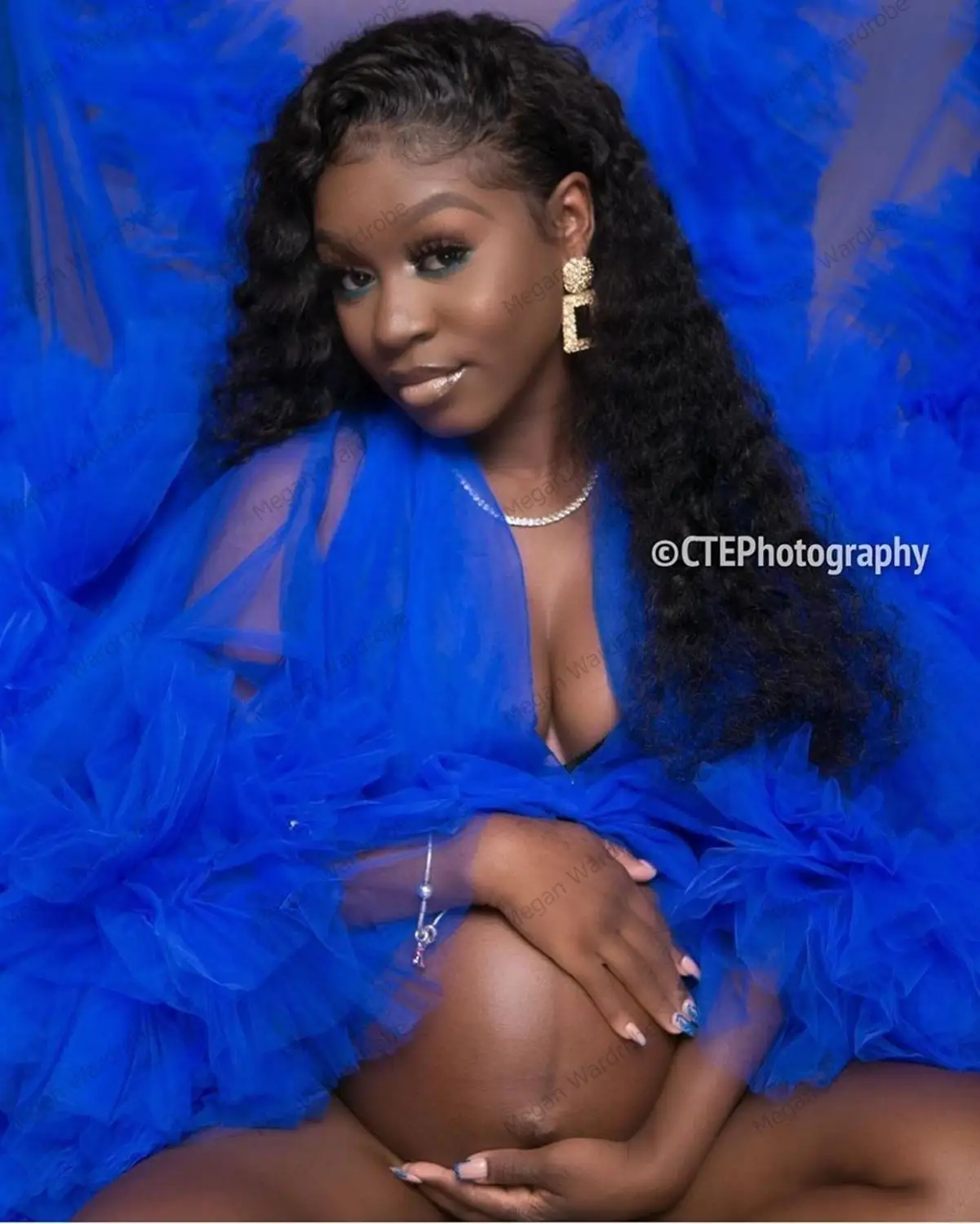 Pregnant Women Royal Blue Prom Dresses Sexy V Neck Robes for Photo Shoot or  Baby Shower Custom Made Maternity Tulle Fluffy Robes - AliExpress 320
