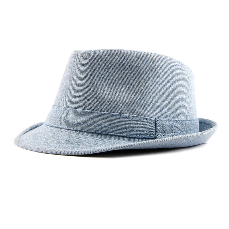 

man classic spring summer outdoor leisure fedoras hat solid denim British retro style jazz banquet hat party formal occasion