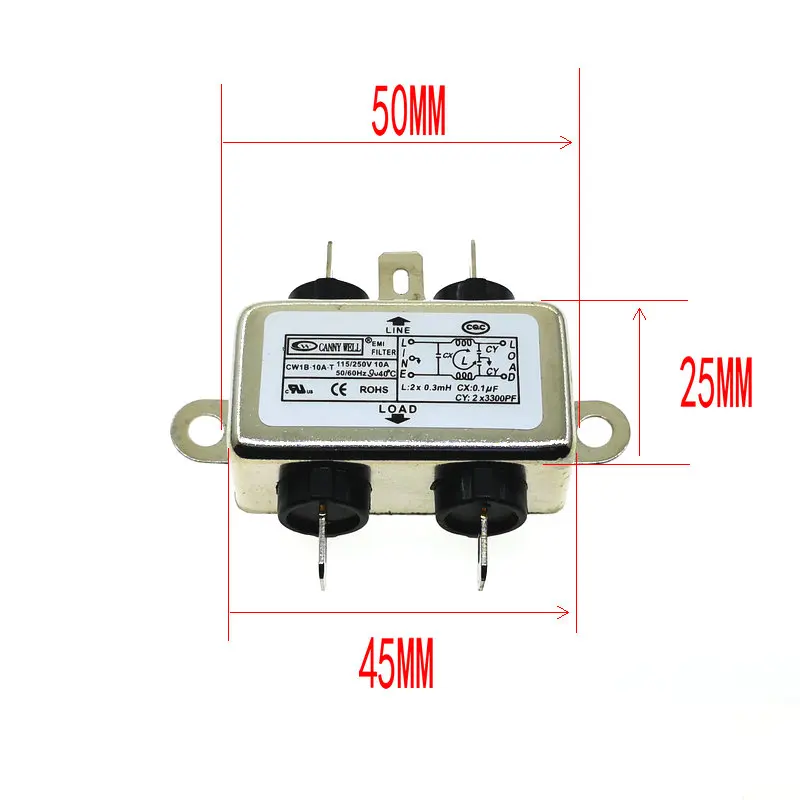 5 шт./лот EMI фильтр CW1B-10A-T 10A 115V 250V CW1B 50/60HZ