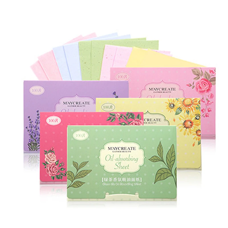 

100Pcs Face Absorbent Paper Oil Control Wipes Green Tea Absorbing Sheet Face Cleanser Oil Paper Face Blotting Matting Tissue