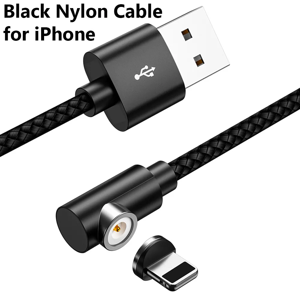 Магнитное зарядное устройство ioseaks 2 м Micro usb type C кабель для samsung iPhone 6 7 XS Max Android мобильный телефон Быстрая зарядка USB C шнур - Цвет: Black for iPhone