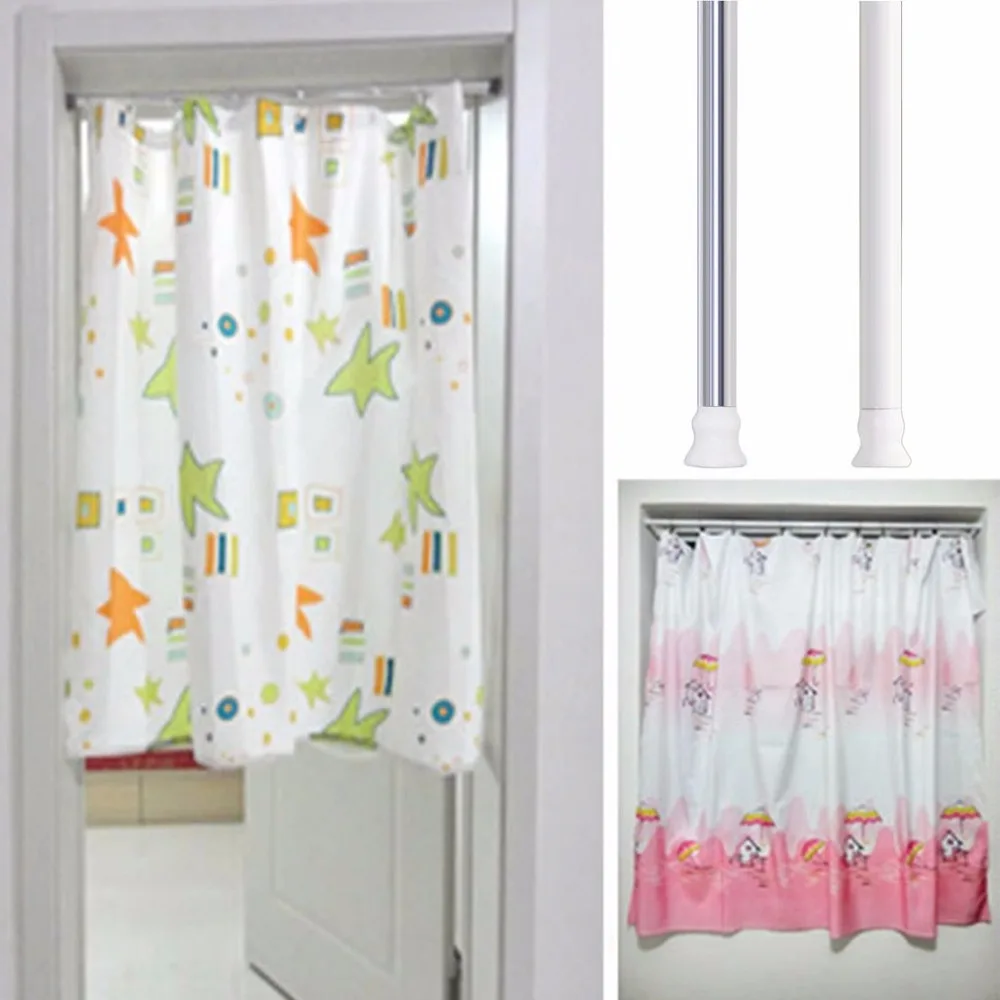 Aluminium Alloy Retractable Shower Curtain Rod Straight Bathroom Jackstay Window Curtain Rod Clothes Drying Rod