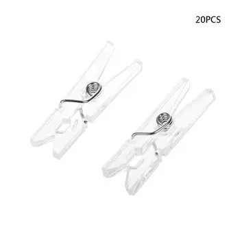 

20Pcs 25mm Mini Spring Clear Transparent Clips Clothes Photo Paper Peg Party Home Decoration DXAC
