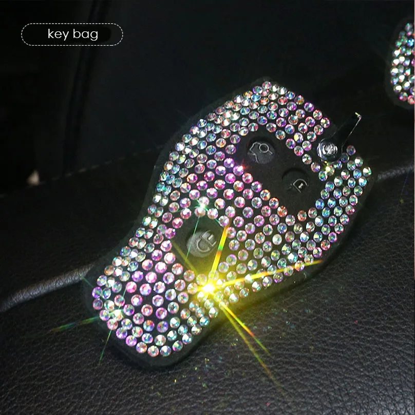 Алмазный+ кожаный ключ дистанционного управления чехол сумка для Mercedes Benz C Class W204 GLC 260 C200 CLA GLA 200