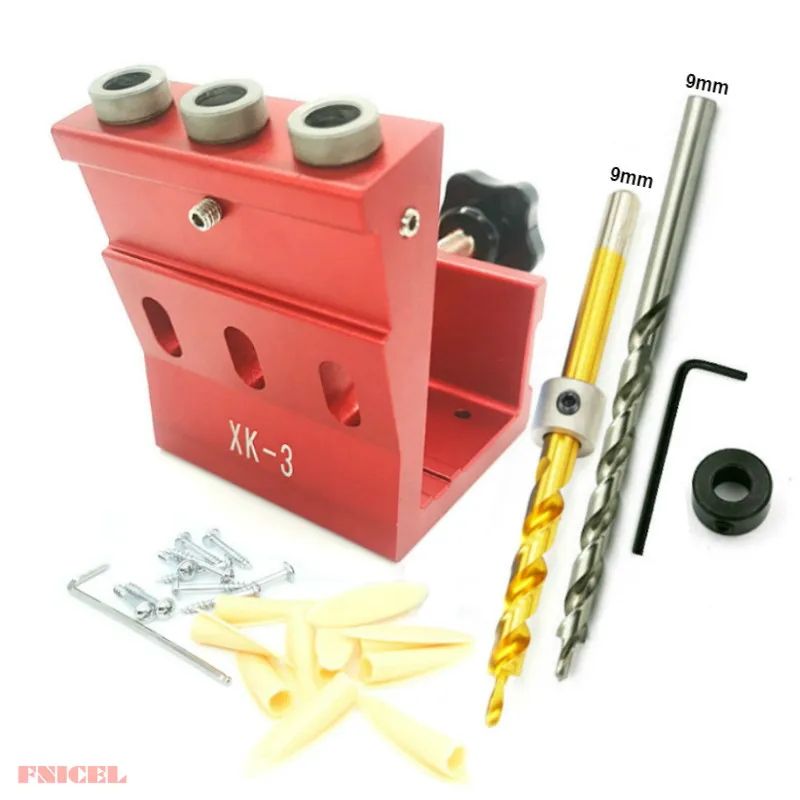 Woodworking Guide Clamp Locator Set 9mm Oblique Hole Drill Locator Wood Assembled Punchers Hole Punching Fixtures Tools