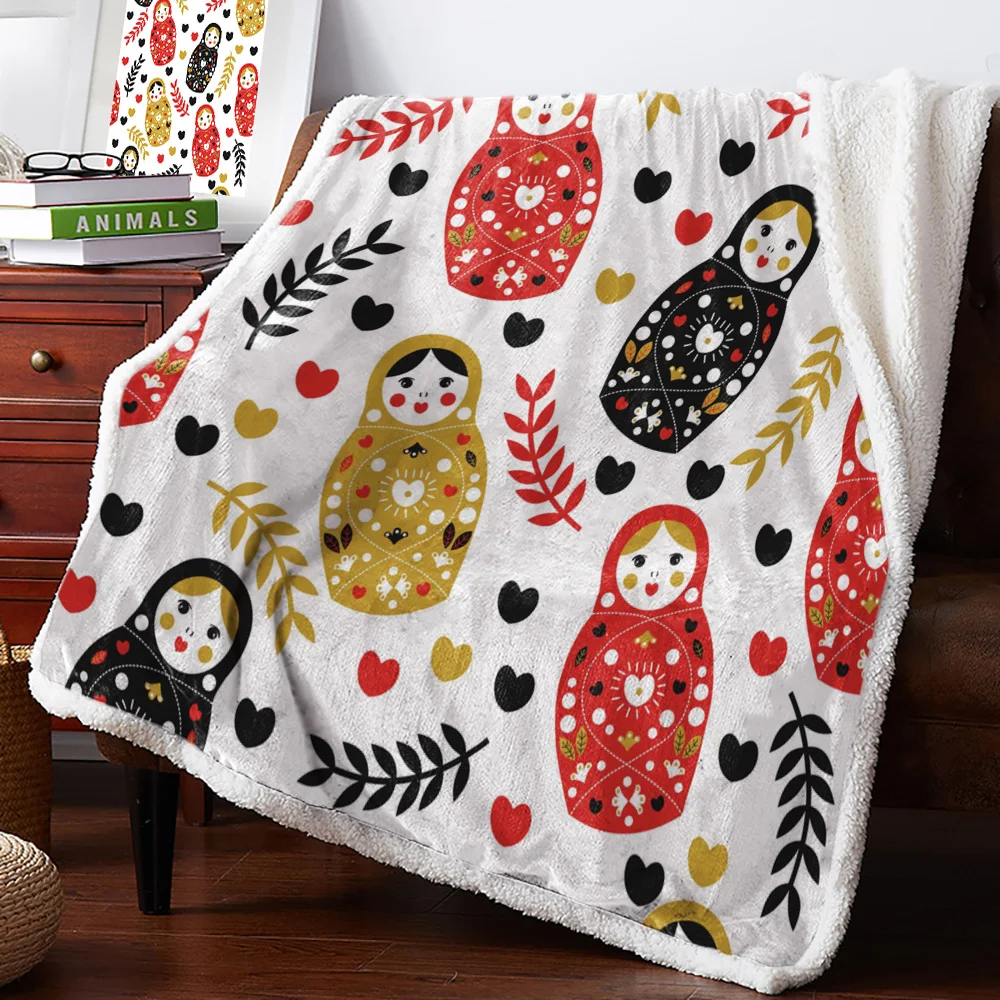 Cashmere Blanket Russian Doll Heart Leaves Bed Cover Blankets Flannel