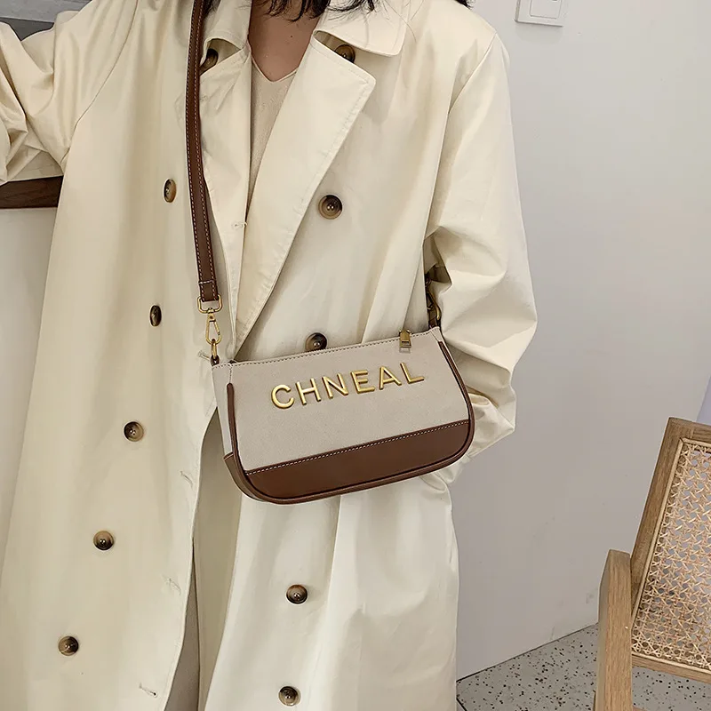 

Autumn And Winter New Arrival INS Super Fire Small Bag 2019 Korean-style Contrast Color One-Shoulder mo sha bao Metal Letter WOM