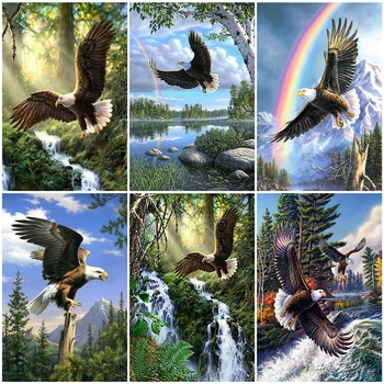 

AZQSD Adult Coloring By Numbers Animal On Canvas Unframe DIY Handpainted Gift Oil Painting By Numbers Eagle Home Decor