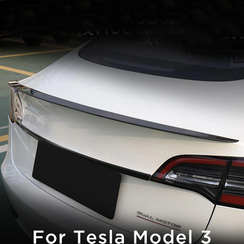 For Tesla Model 3 2017 2018 2019 Carbon Fiber style Add-on Car Trunk Lip Rear Aero Spoiler Wing Empennage Trim Accessories | Автомобили и