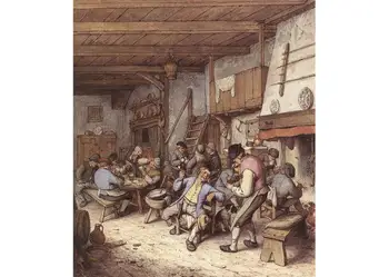

Hand Painted Art Paintings by College Teachers - Tavern Interior idyllic Dutch genre Adriaen van Ostade - Oil Painting on Canvas