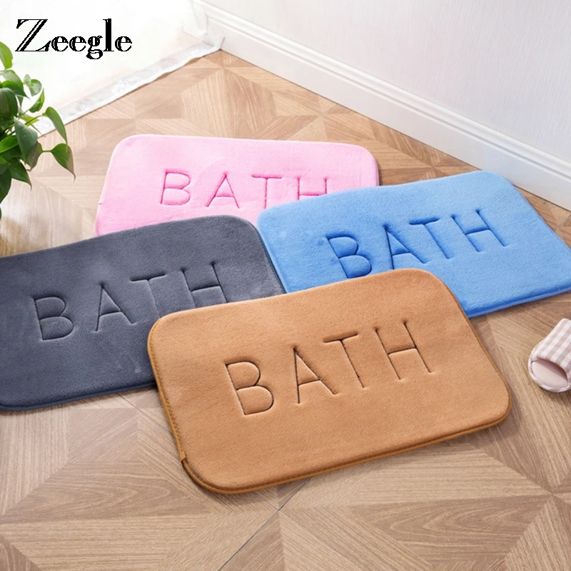 Дверные коврики из кораллового флиса Zeegle для ванной комнаты Нескользящие