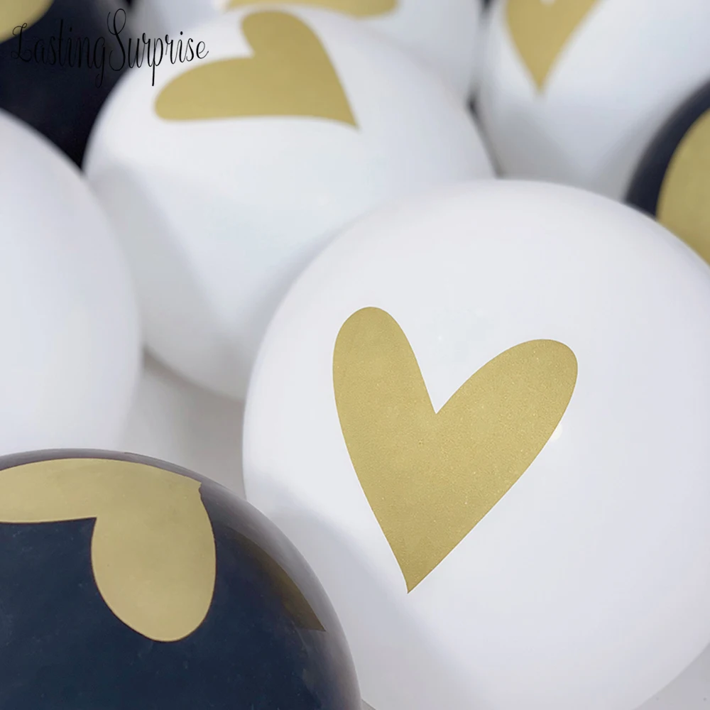 Black White Heart Balloon Leter Balloon Happy Birthday New Year Kids Birthday Party Decoration