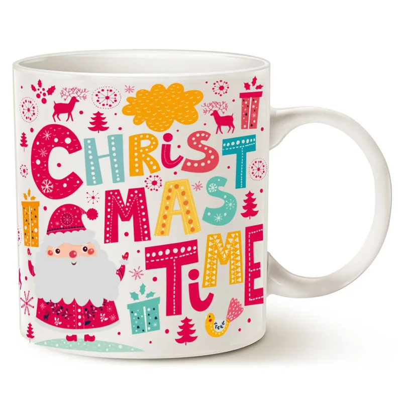 Santa Claus Funny Coffee Mug Unique Christmas Gifts -&quotCHRISTMAS TIME&quot Ceramic Cup White 11Oz | Дом и сад