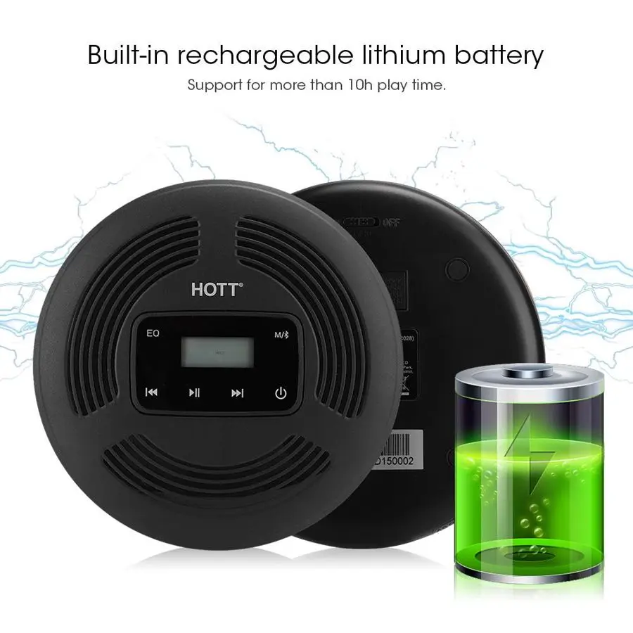 HOTT Rechargeable Bluetooth 5.0 Portable CD Player