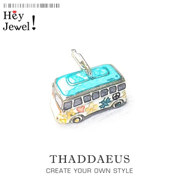 

Colorful Peace Bus Charms Pendant Europe Jewelry Findings Accessories 925 Sterling Silver Fashion Jewelry Gift For Women Men