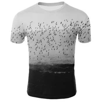 

Men's t-shirt round neck fashion clothing 3D black and white gradient vortex short sleeve men comfortable high quality shirt