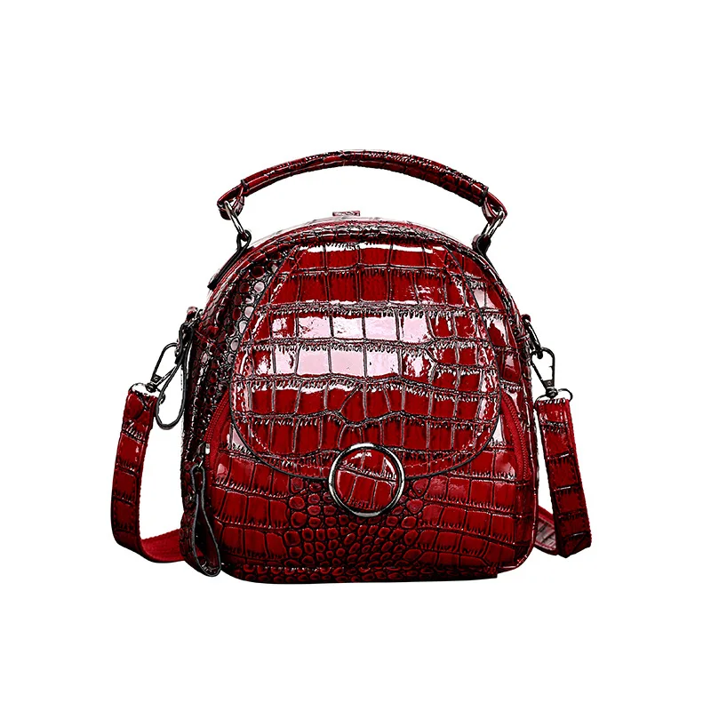 

2019 New European and American Fashion Crocodile Pattern Brightness Multifunctional Single Shoulder Crossbody Handbag