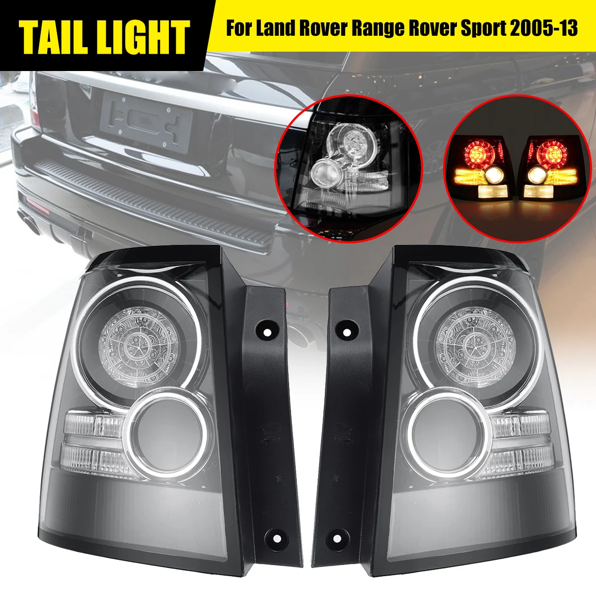 Автомобильный светодиодный задний светильник для Land Rover Range Rover Sport 2005-2013, дымовая Задняя Тормозная противотуманная фара Drl, аксессуары, боковой задний светильник