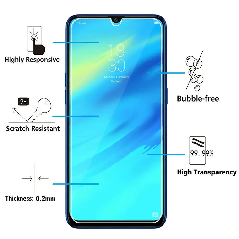 3 шт закаленное стекло для Oppo Realme X Lite 3 Pro C2 Защита экрана для Oppo Realme X2 Защитная стеклянная пленка