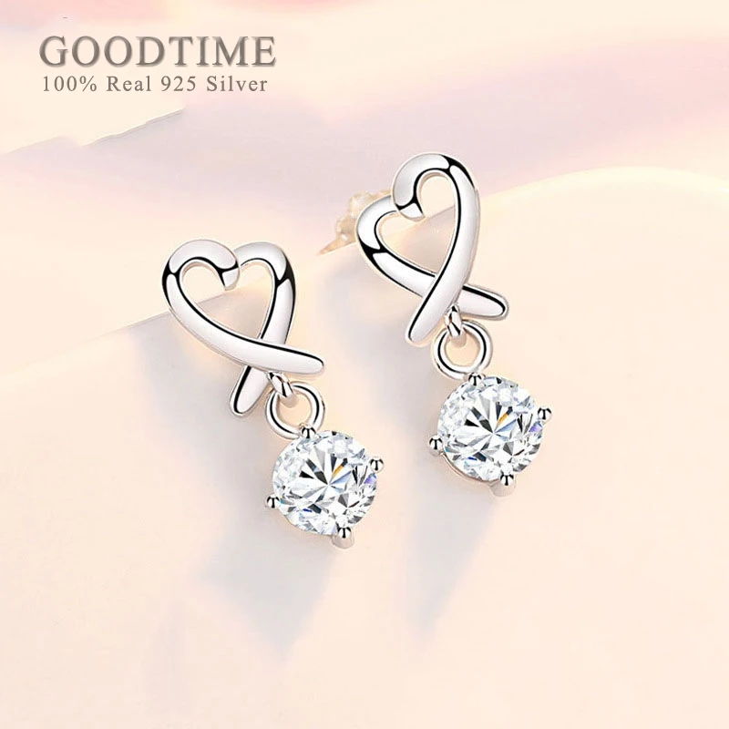 Fashion Women Earring Pure 100% 925 Sterling Silver Earrings Zircon   Earrings For Girl Gift Silver Jewelry For Party Dress Up
