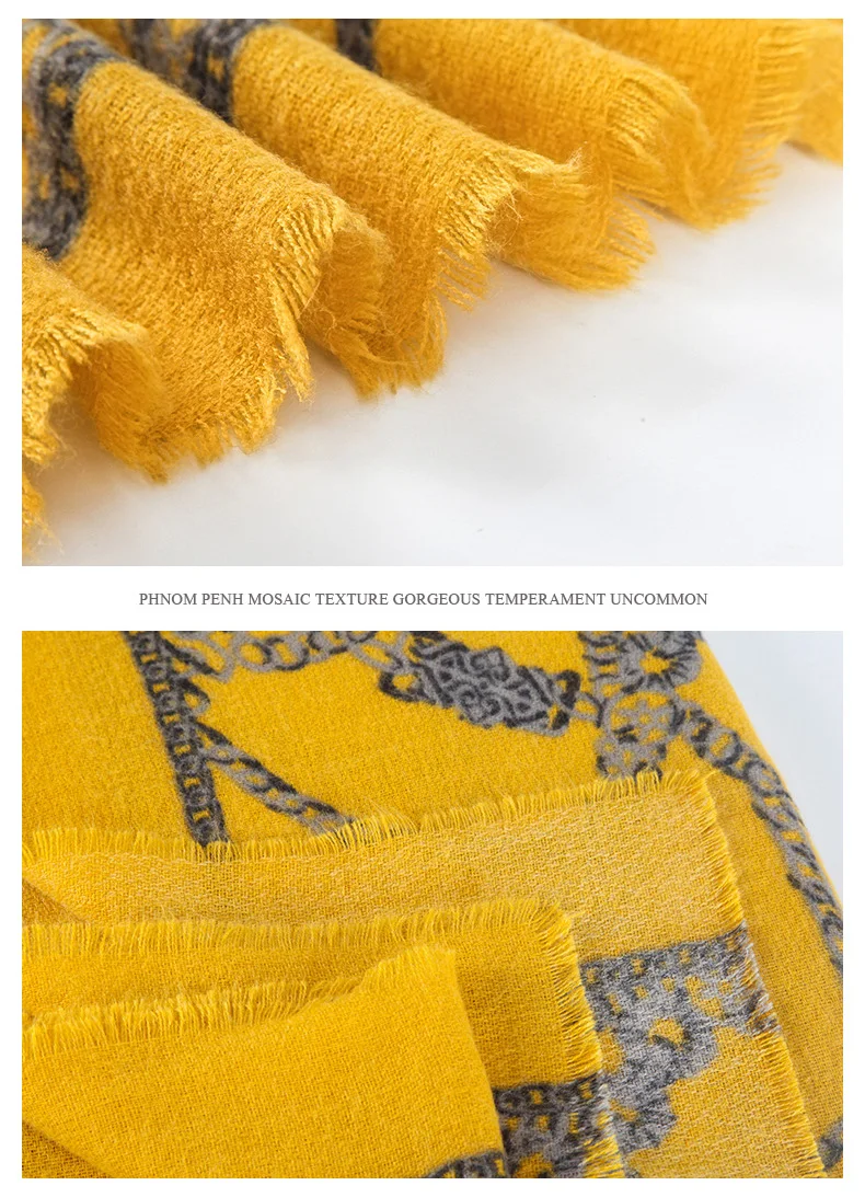 Wuaumx высокое качество шарф для женщин Осень Зима теплые кашемировые шали и обертывания цепи узор шарфы женский шейный платок 180*90 см