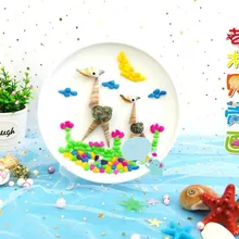 Детские развивающие ручной работы DIY натуральная оболочка живопись раковины наклейки Материал коробка творческий ручной работы клей круглые тарелки P