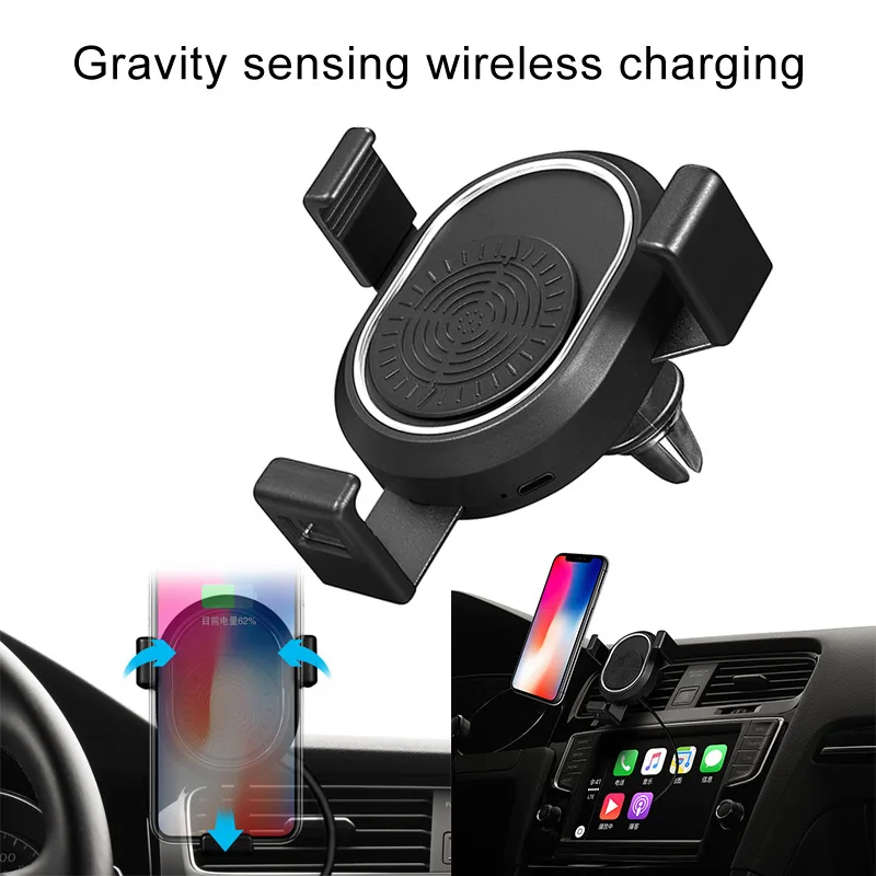 Gravity Car Mount Phone Holder Wireless Charger Air Vent Mount Clip for Universal Phones LFX-ING