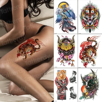 

6sheets/set big Tiger with fire fake tatto Temporary arm tattoo arabic tattoos festival face gems crystals for face sexy leg arm