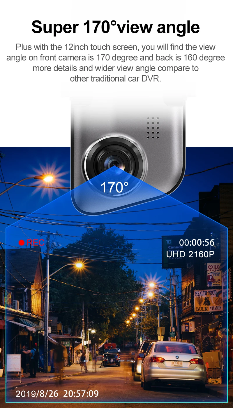 1440P Автомобильный видеорегистратор Камера 1" Full Touch ips экран 2K разрешение автомобильный видеорегистратор заднего вида зеркало двойной объектив видеорегистратор с ночным видением