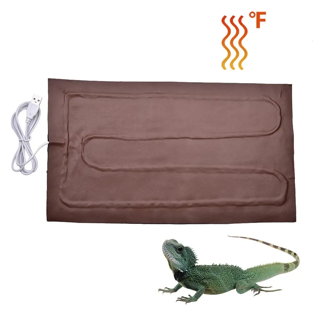 Reptile Heating Pad Timing Switch Temperature Control Pet Warm Film Cushion PU Heating Cloth Heat Mat - Цвет: Brown thermostat