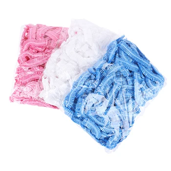 

100pcs Disposable Antibacterial Cap Bathroom Pleated Mob Cap Anti Dust Waterproof Shower Caps Hair Cap
