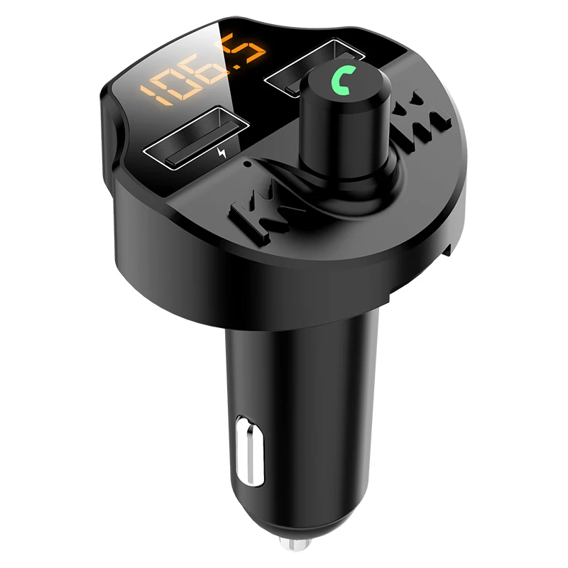 Onever fm-передатчик Bluetooth 5,0 Автомобильный MP3-плеер адаптер батарея напряжение снижение шума TF карта hands-free Dual USB зарядное устройство - Название цвета: black