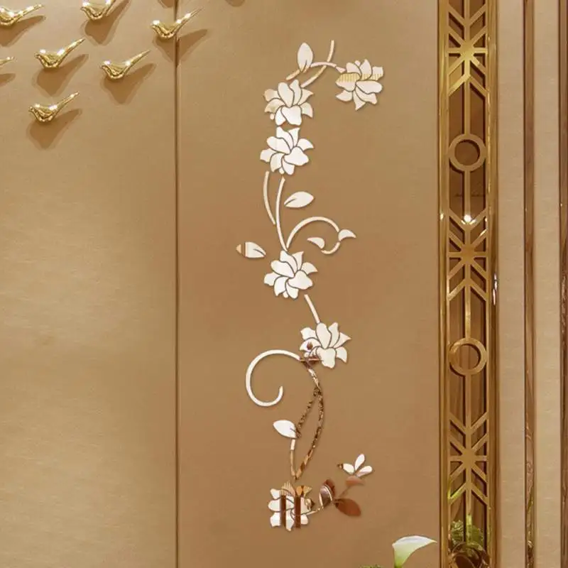 

3D Flower Vine Decorative Wall Stickers Refrigerator Vinyl Window Cupboard Home Decorations Diy Living Room Decals Art