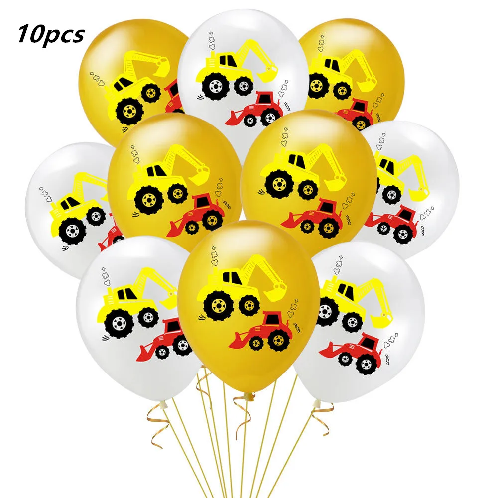 Latex 10pcs С рисунком из мультфильма «Тачки» вечерние одноразовая посуда тарелка Салфетка скатерть чашки строительная техника ко дню рождения украшения, товары для вечеринки - Цвет: Latex 10pcs