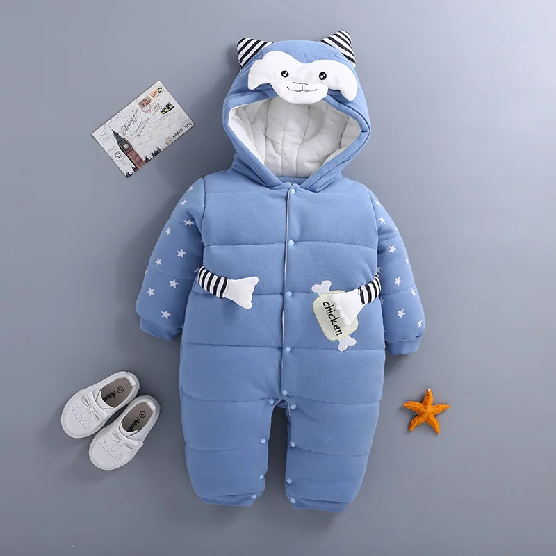Зимние комбинезоны для маленьких девочек; комбинезон с длинными рукавами и рисунком для маленьких мальчиков; хлопковая одежда для новорожденных; плотная теплая одежда унисекс; комбинезон