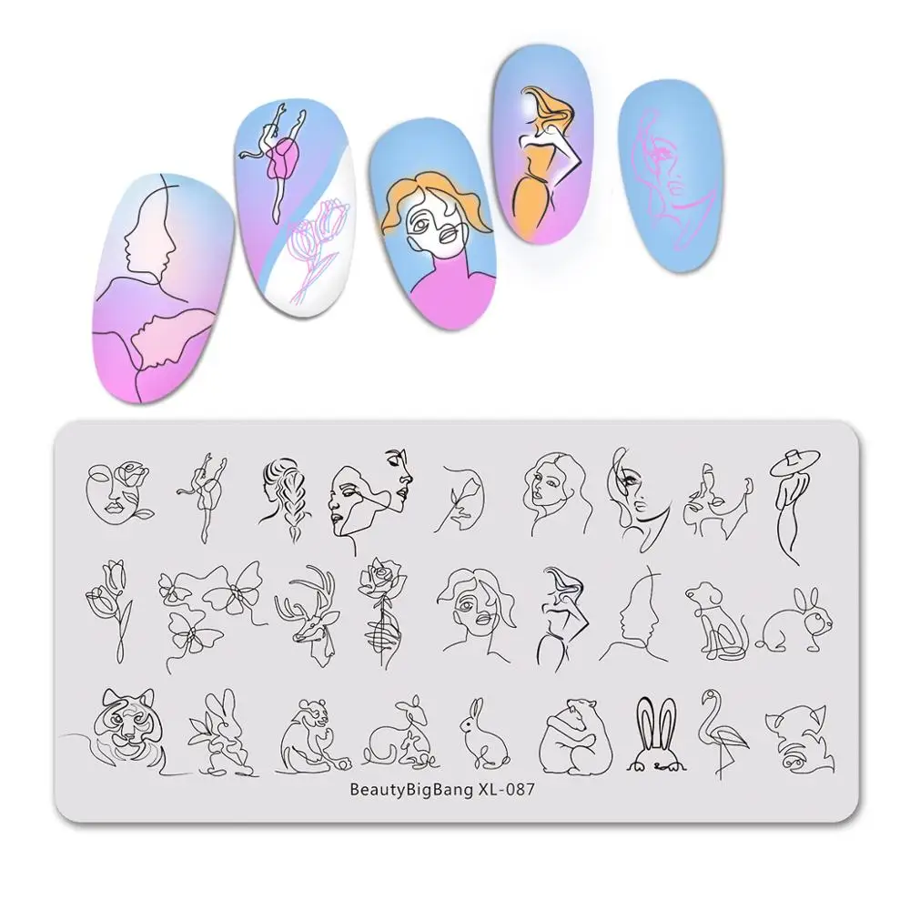 BEAUTYBIGBANG 6*12 см штампованные пластины для ногтей шаблон Цветочный животный узор