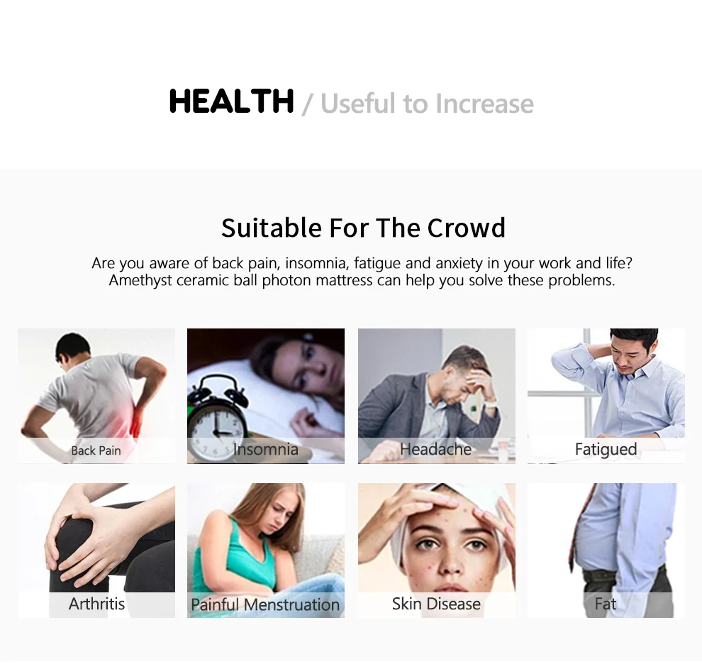 Fanocare Far Infrared Pain Relief Healing Mattress Tourmaline Stones Mat Massage Heating  Natural Jade Heating Pad Mattress