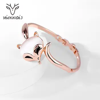 

Viennois Fashion Classic Women's Bangles For Women Rose Gold Color Fox Opal Bracelet Cuff Simple Trendy Jewelry