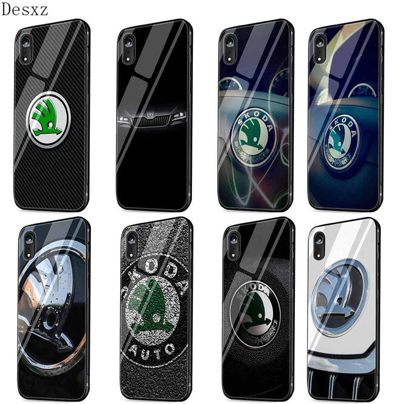 Стеклянный Чехол для мобильного телефона iPhone 5 5S SE 6 6s 7 8 Plus iPhone 11 Pro XR X XS максимальный чехол для автомобиля Skoda Logo Bag Shell