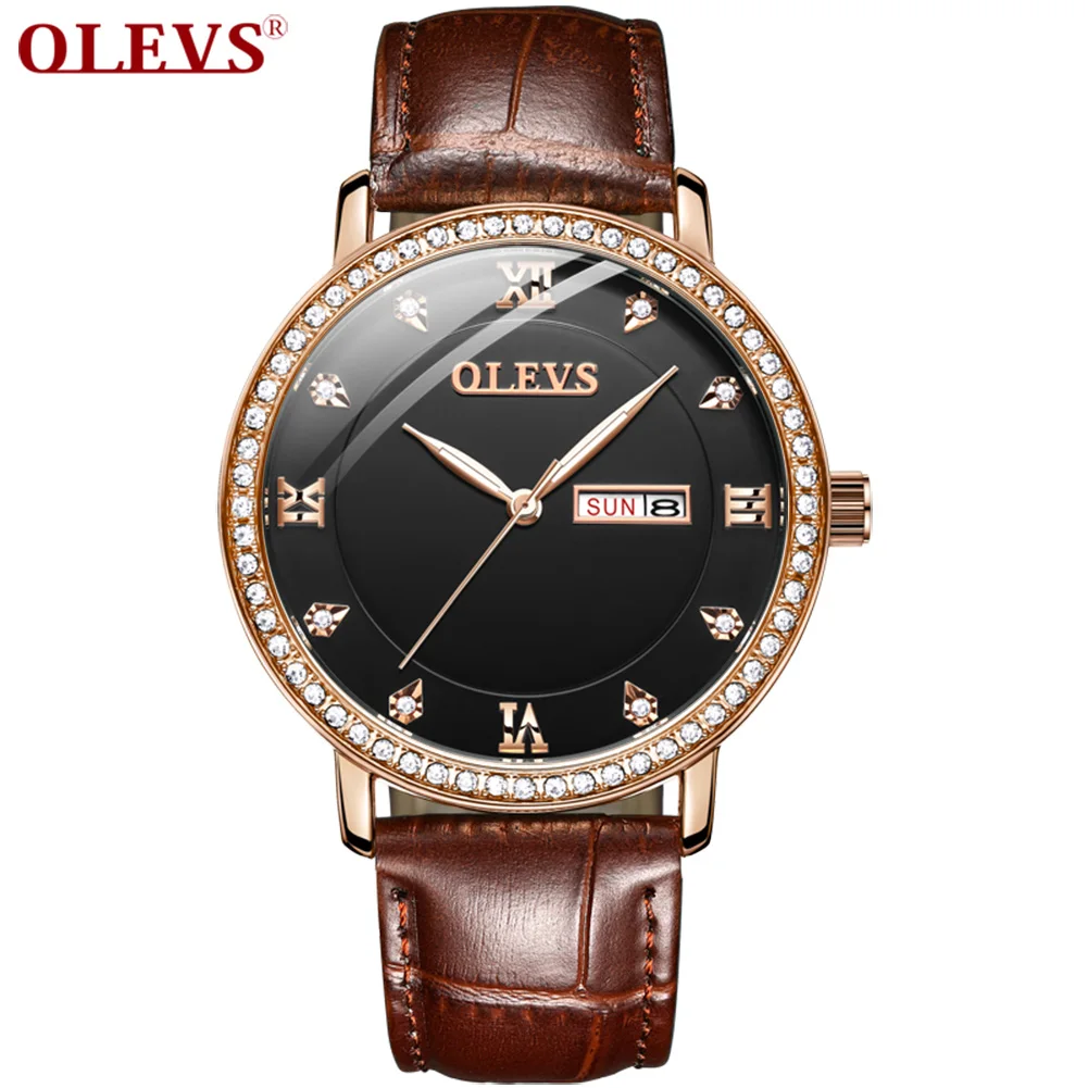 2020 Fashion Casual Diamond Men Business Analog Digtal Watches Quartz Waterproof Date Weekday Male Leather Strap Wristwatches | Наручные