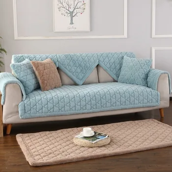 

Solid Color Plush Modern Solid Color Sofa Cover Polyester Corner Sofa Couch Slipcover Chair Protector Living Room 1/2/3/4 Seater
