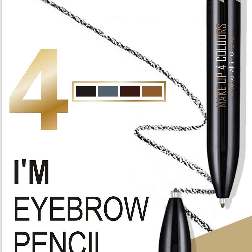 Четырехцветный карандаш для бровей Косметика натуральный длинный-стойкий для бровей карандаш для макияжа Водонепроницаемый брови Татуировка ручка TSLM1