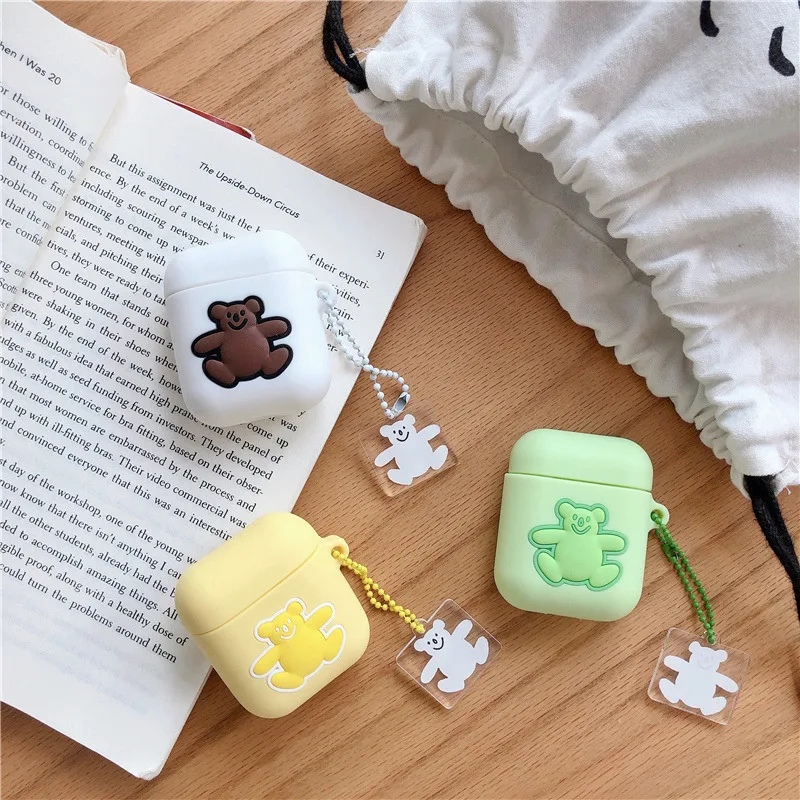 Шнурок с мишкой для funda airpods 2 Чехол 1 мягкие наушники bluetooth наушники для airpod чехол висячий орнамент Koala милый подарок