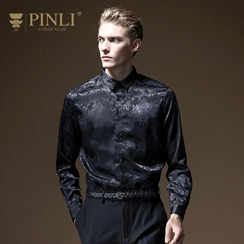 Camisa Social Лидер продаж Masculina Camiseta Pinli осень Новая Мужская квадратная жаккардовая тонкая рубашка с длинными рукавами B193413233