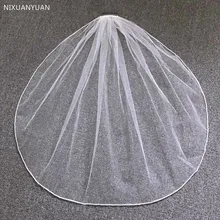 Белый цвета слоновой кости бисерный Край свадебная Фата с расческой кристаллами короткая свадебная вуаль свадебные аксессуары
