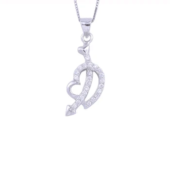 

925 Sterling Silver Cupid's Arrow Heart Necklace For Women Zircon Pendants Collar Fashion Jewelry Accessories Gift
