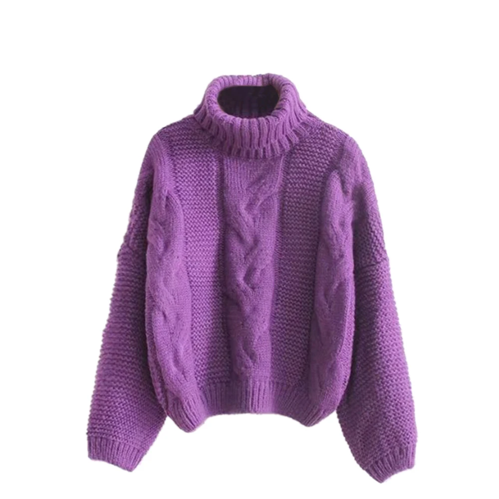 purple Осенне-зимний женский модный свитер, базовый Женский пуловер с рукавом «летучая мышь», однотонная женская Повседневная вязаная уличная одежда - Цвет: purple