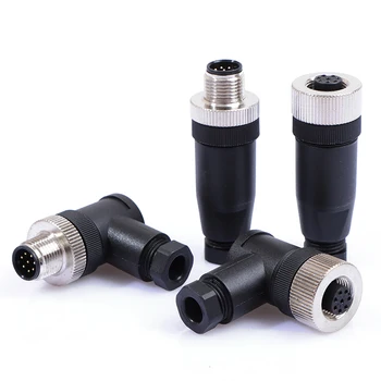 

M12 Waterproof Sensor Connector Male & Female Plug 8 pin Male/Female Wire Connector Straight/Right Angle M12 Plug